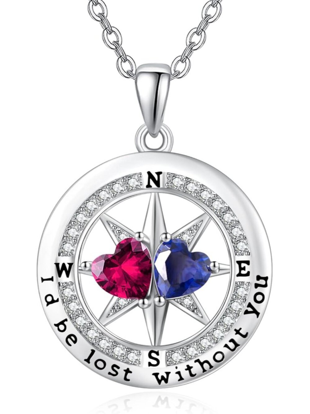 Personalized Compass Birthstone Necklace - A Symbol of Love & Connection